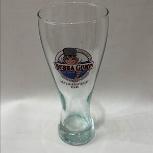 Bubba Gump Shrimp Co. Clear Glass Bar Accessory 20 Year Anniversary Miami 20 Oz